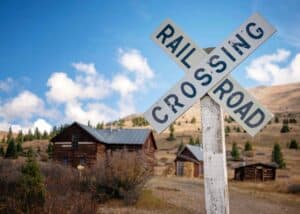Railroad crossing sign at the top of Boreas Pass