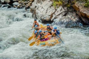 group rafting on clear creek