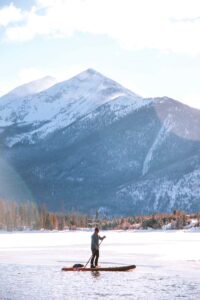 Woman paddling on Dillon reservoir