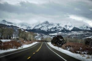 Colorado mountains view from road