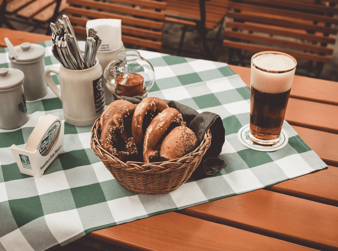 Oktoberfest Beer and Food on a table