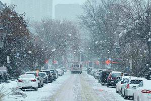 Snowy roads and cars