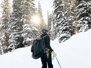 woman skiing backcountry