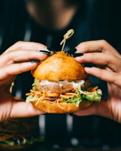 Person eating burger