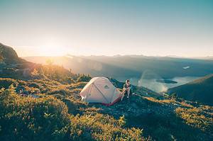 man outside tent, Colorado