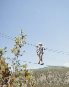 woman on tightrope via ferrata