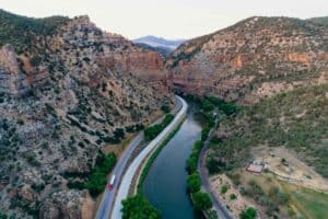 Colorado highway next to river