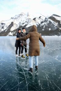 friends ice skating