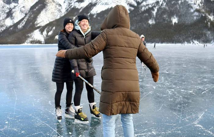 friends ice skating