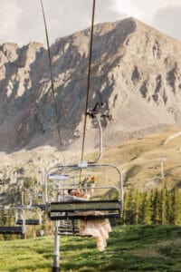 Clare and Kevin on a lift at A-Basin