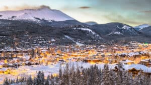 breckenridge lit up at night