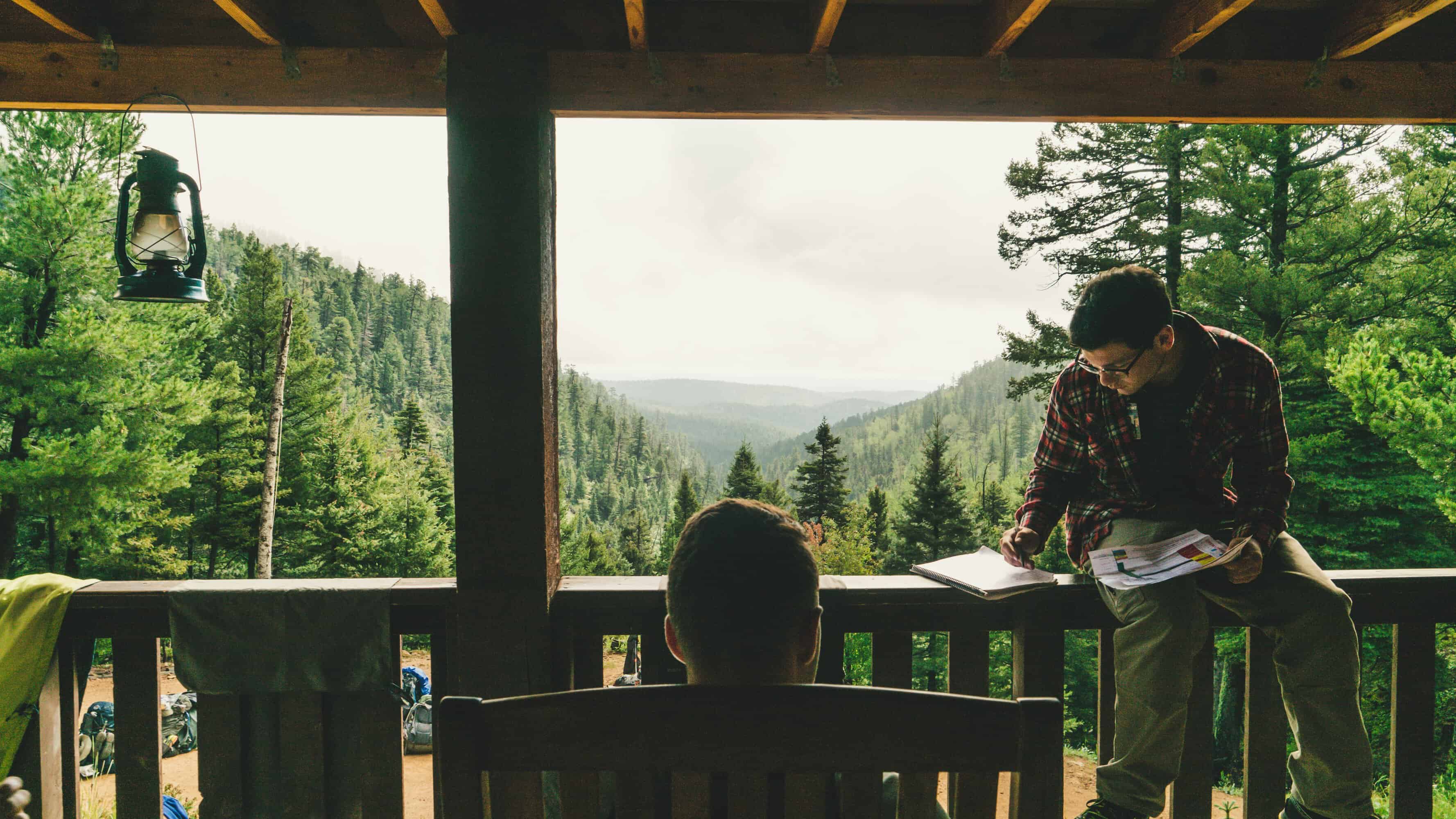 Scouts sitting outside at Philmont