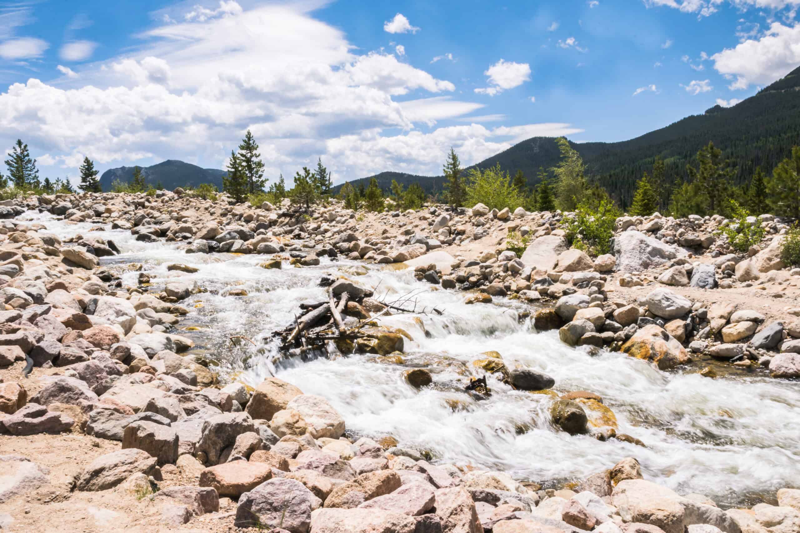 Rocky,Mountains,,Coralado.,Clean,Mountain,Stream Alluvial Fan Falls